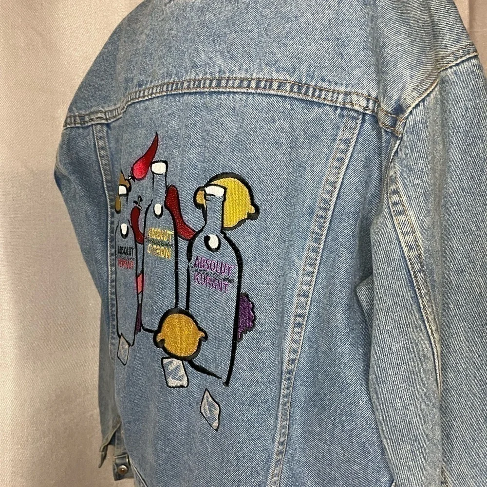 1990s Vintage Gap denim Absolut Vodka Promo Jacket small - Picture 4 of 7